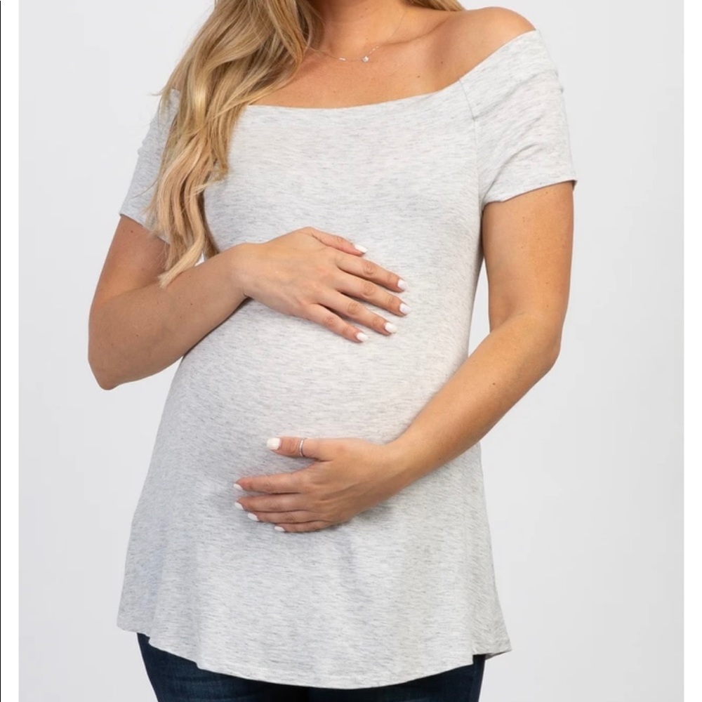 PinkBlush heather gray off the shoulder top